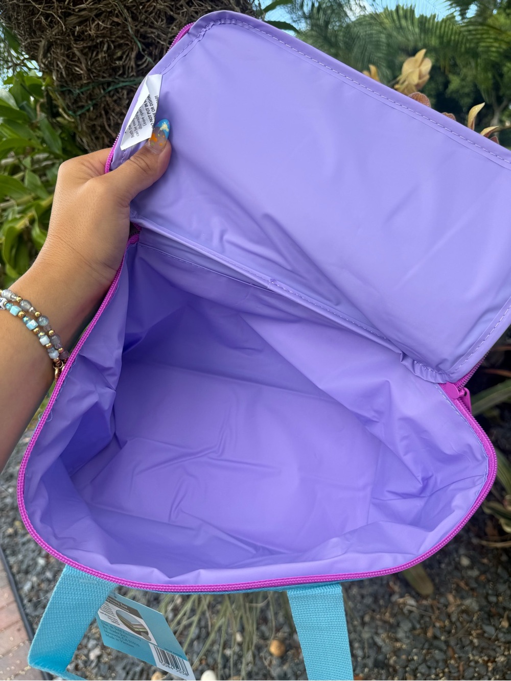 NWT | Trader Joe's Mini Insulated Bag in Turquoise & Pink - Picture 5 of 6